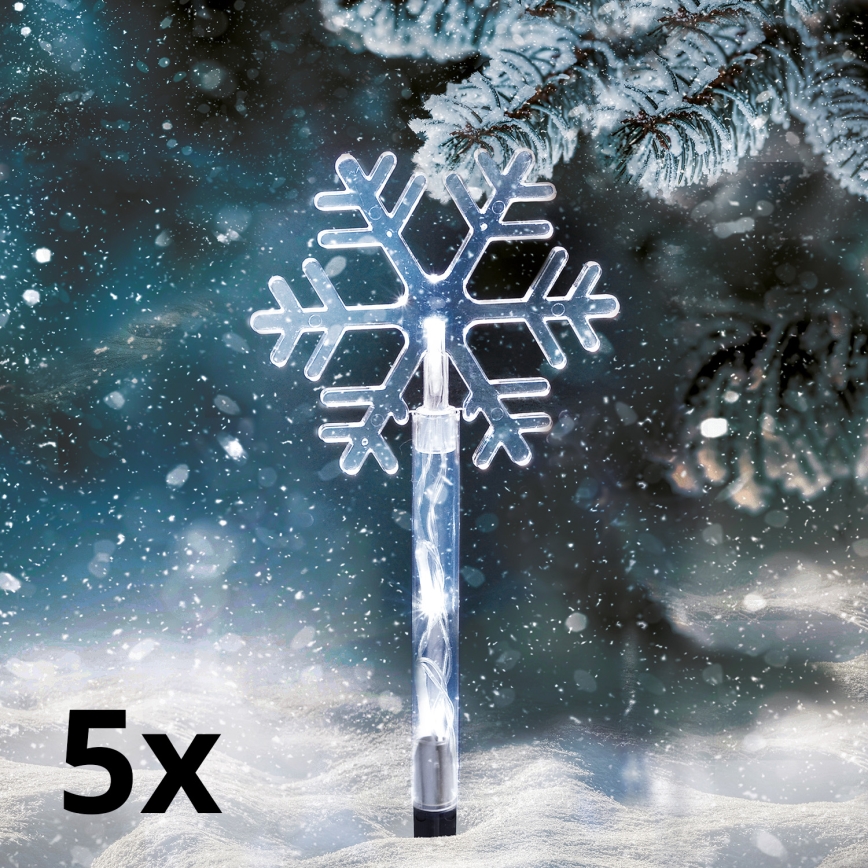 SET 5x LED Buiten Kerstmis lamp LED/3xAA/koud wit IP44