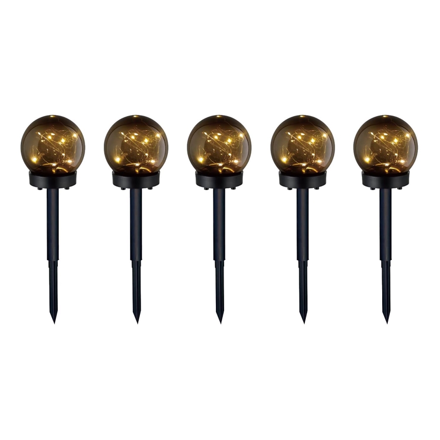 SET 5x LED Solar lamp 5xLED/0,12W/1,2V 3000K IP44 40 mAh zwart