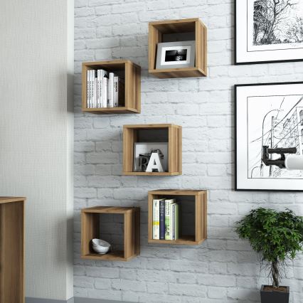 SET 5x Wandplank BOX bruin