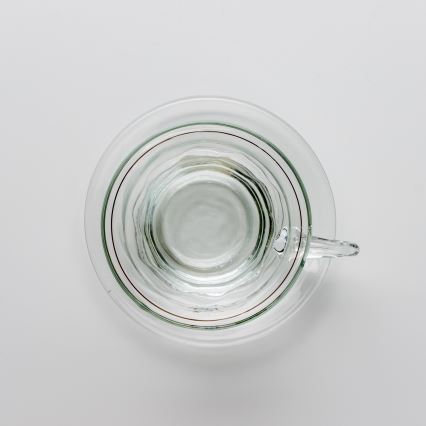 Set 6x glazen kop met schotel doorzichtig boeket nr. 2