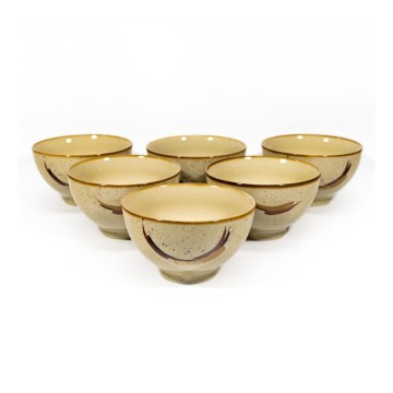 Set 6x keramiek schaal Glob beige