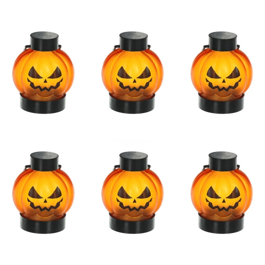 SET 6x LED Decoratie HALLOWEEN LED/1xCR2032/warm wit pompoenen