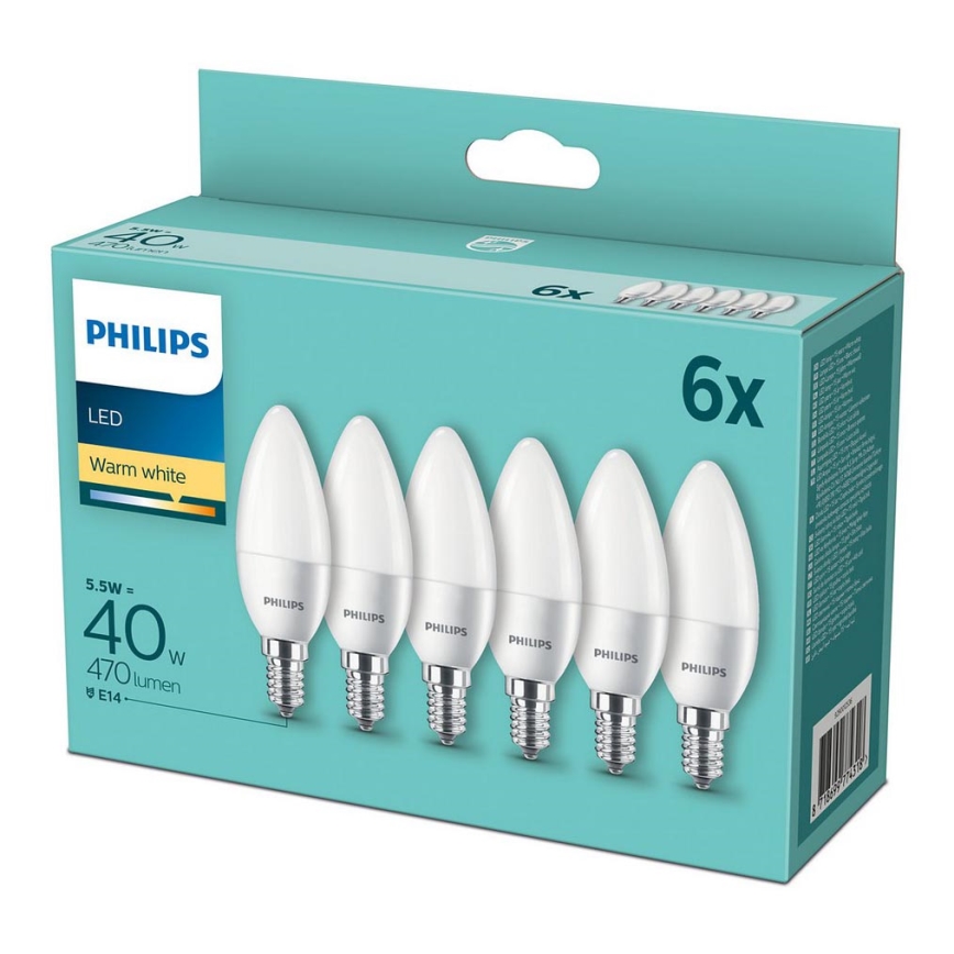 kwaadheid de vrije loop geven opwinding inzet SET 6x LED Lamp Philips E14/5,5W/230V 2700K | Lumimania