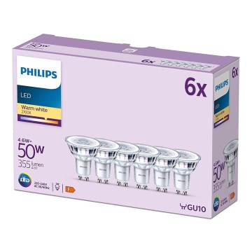 SET 6x LED Lamp Philips GU10/4,6W/230V 2700K