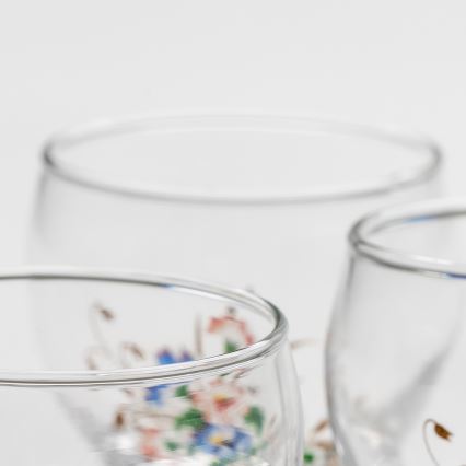Set 6x likeur glas doorzichtig - bloemenpatroon nr. 3