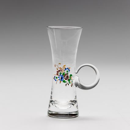 Set 6x likeurglas met handvat doorzichtig met een boeketmotief nr. 2