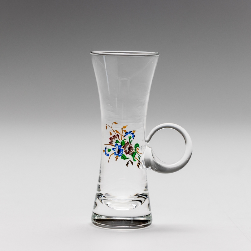 Set 6x likeurglas met handvat doorzichtig met een boeketmotief nr. 2