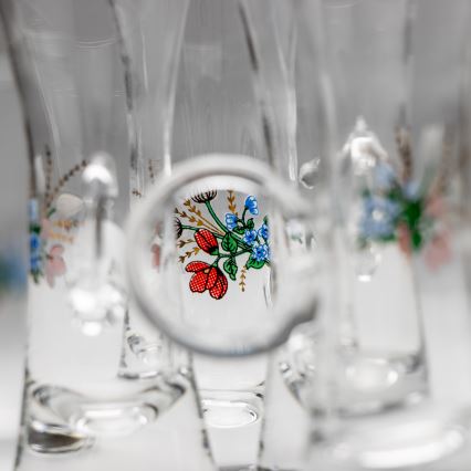 Set 6x likeurglas met handvat doorzichtig met een boeketmotief nr. 5
