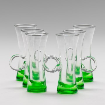 Set 6x likeurglas met handvat groen