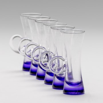 Set 6x likeurglas met handvat paars