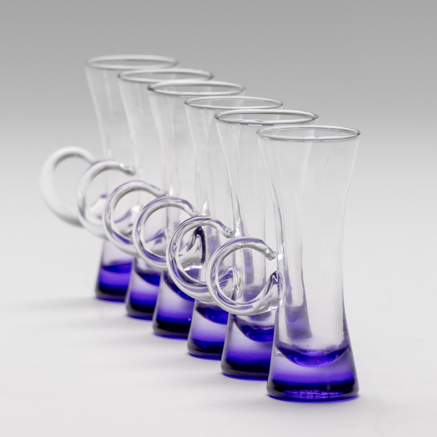 Set 6x likeurglas met handvat paars