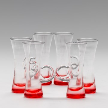 Set 6x likeurglas met handvat rood