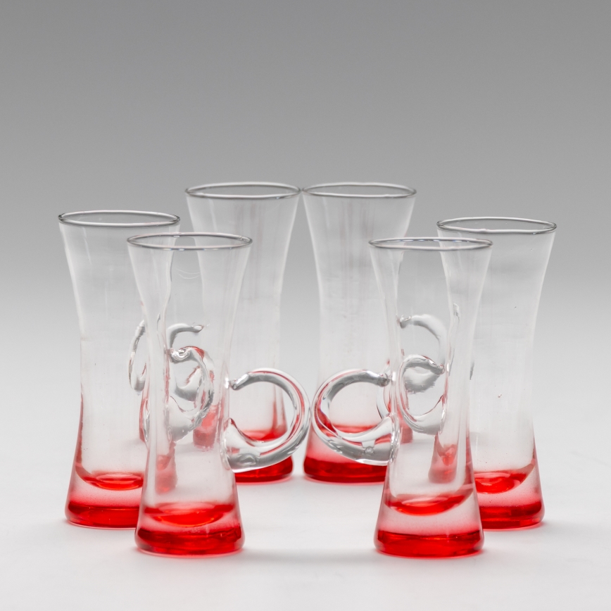 Set 6x likeurglas met handvat rood