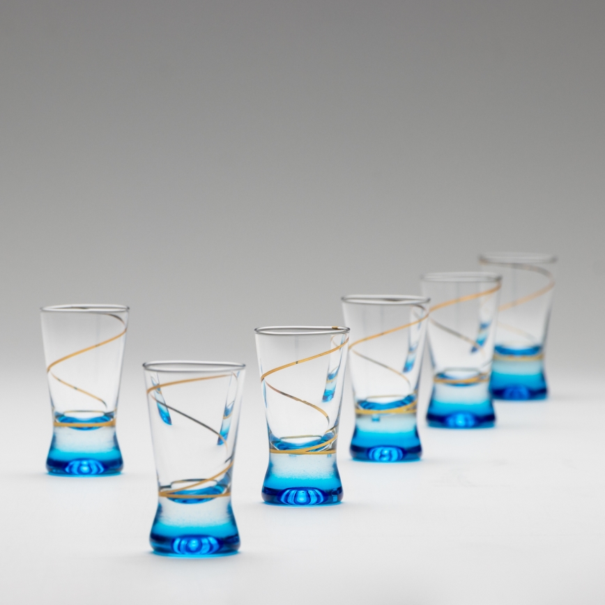 Set 6x shotglas 25 mm doorzichtig blauw