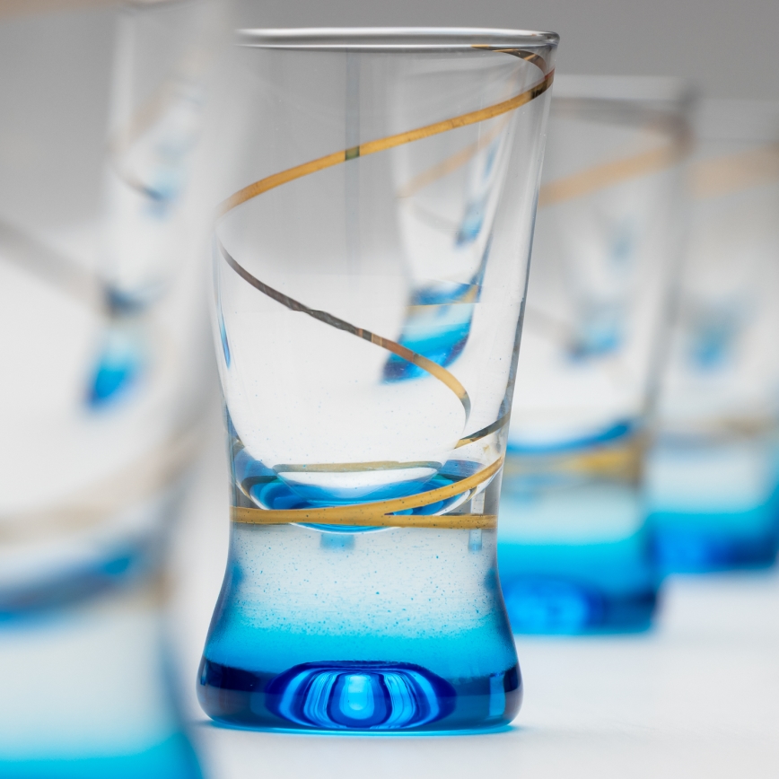 Set 6x shotglas 25 mm doorzichtig blauw