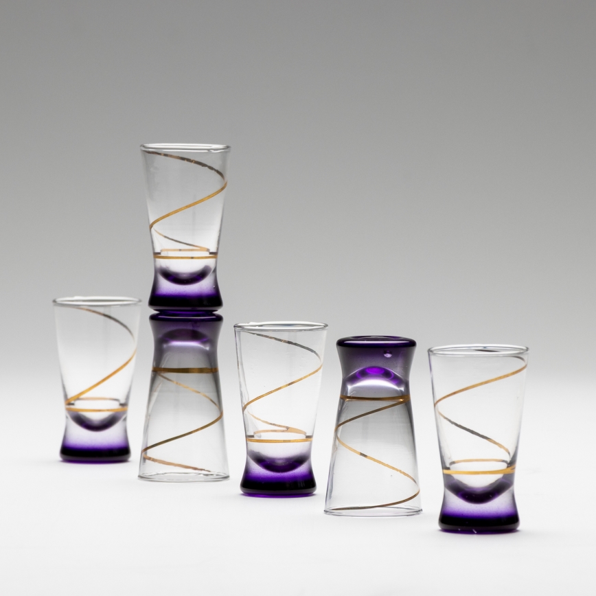 Set 6x shotglas 25 mm doorzichtig paars