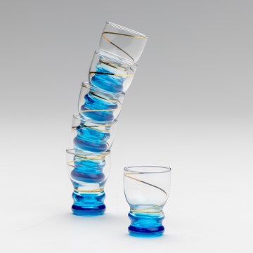 Set 6x shotglas doorzichtig blauw