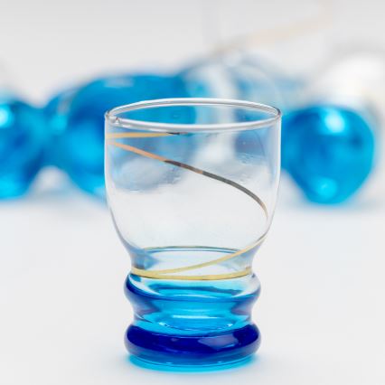 Set 6x shotglas doorzichtig blauw