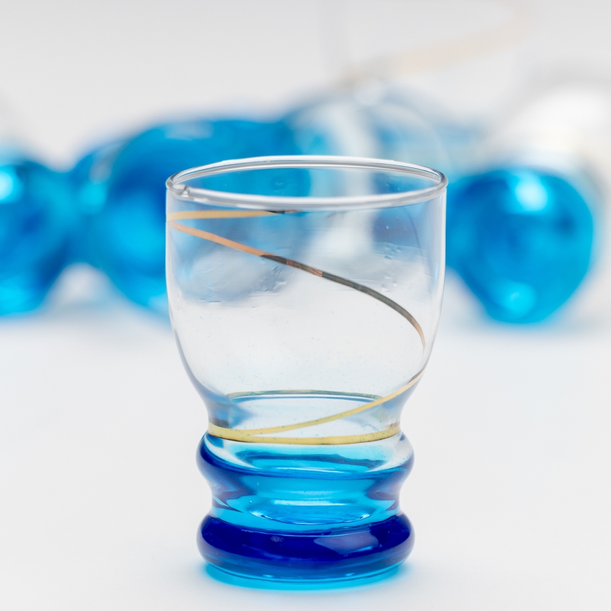 Set 6x shotglas doorzichtig blauw