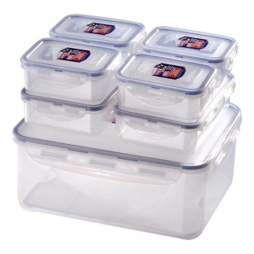 SET 7x Voedselbewaardoos LOCK blauw/doorzichtig