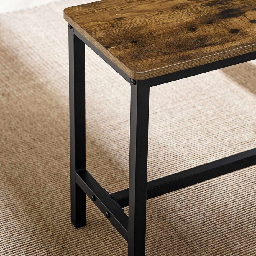 SET Bartafel 110x70 cm + 2x bankjes 97x30 cm TREVOR bruin/zwart