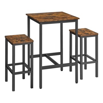 Set bartafel en 2 barkrukken BARTIS bruin/zwart