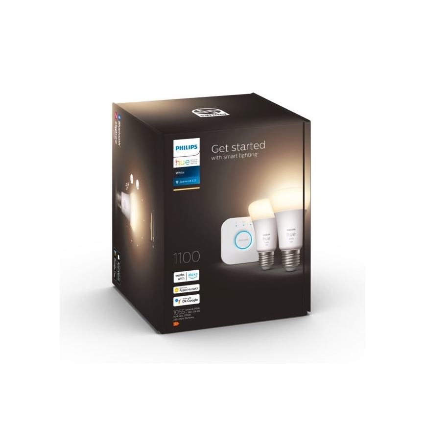 Set de base Philips Hue WHITE 2xE27/9,5W 2700K + appareil d'interconnexion