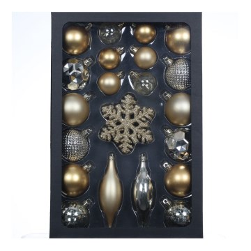 Set de décorations de Noël 25 pcs doré/argenté