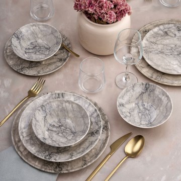 Set de vaisselle 24 pièces beige/gris/céramique