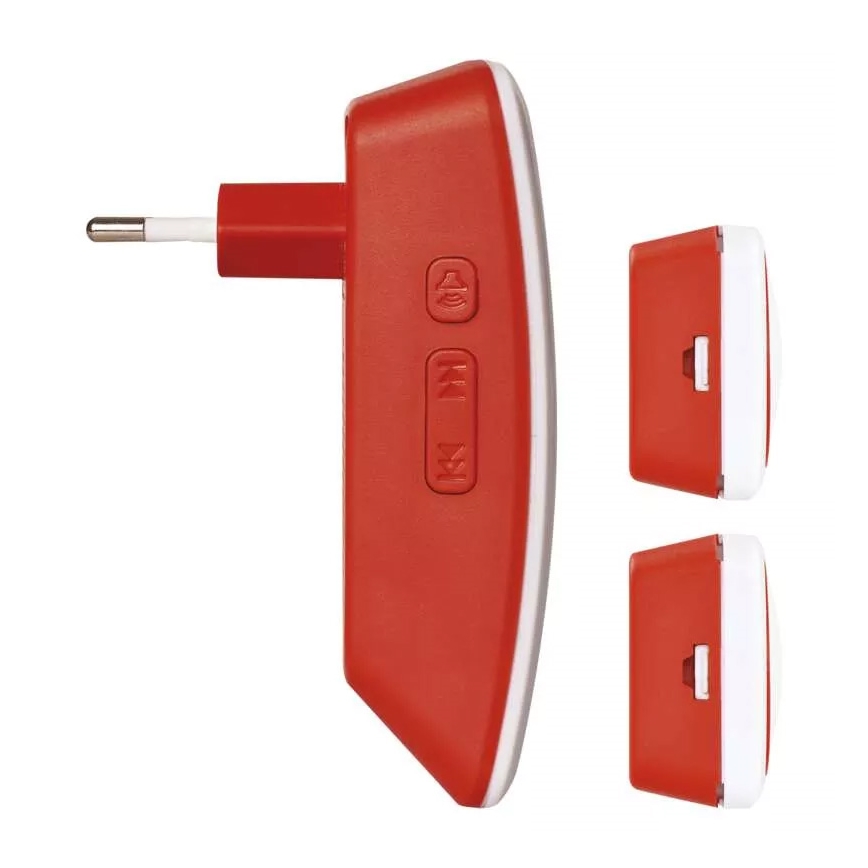 SET Draadloze Stopcontact Deurbel + 2x button 230V IP44