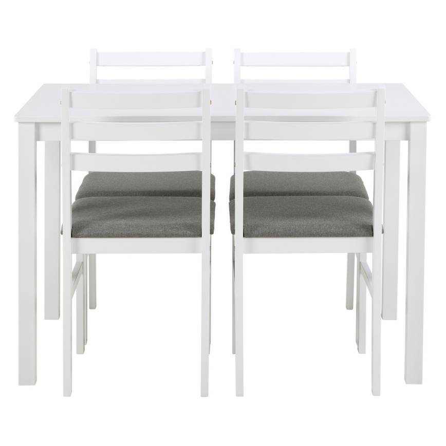 Set eettafel en 4 stoelen EMILY wit