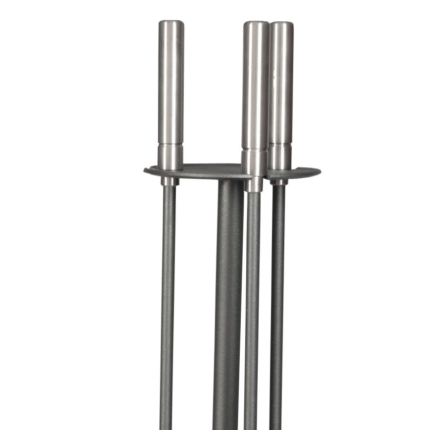 Set haardgereedschap en mand voor hout met handvat 5 st. mat chroom