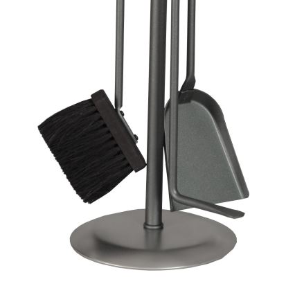 Set haardgereedschap en mand voor hout met handvat 5 st. mat chroom