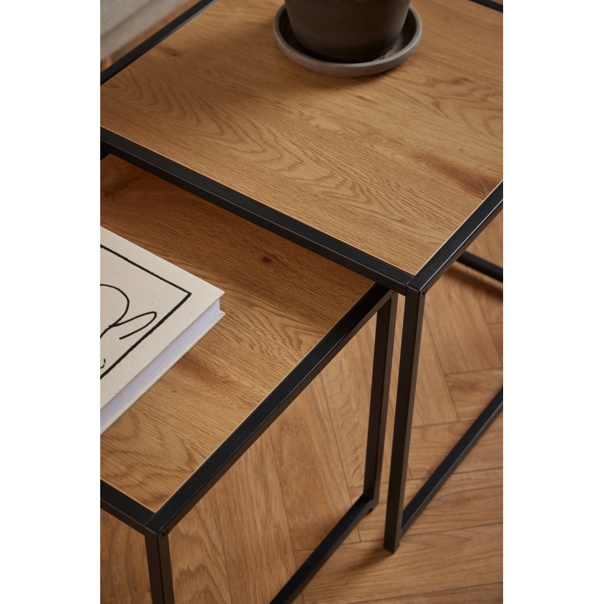 Set salontafels SARON 2 st. eiken/zwart