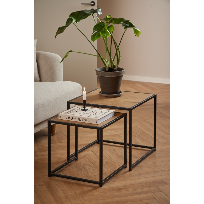 Set salontafels SARON 2 st. eiken/zwart