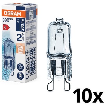 Set van 10 halogeenlampen voor oven HALOPIN G9/25W/230V 2700K - Osram