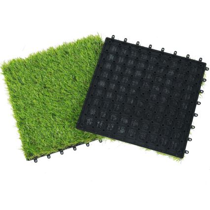 Set van 11 kunstgrastegels 30x30 cm, poolhoogte 20 mm, groen