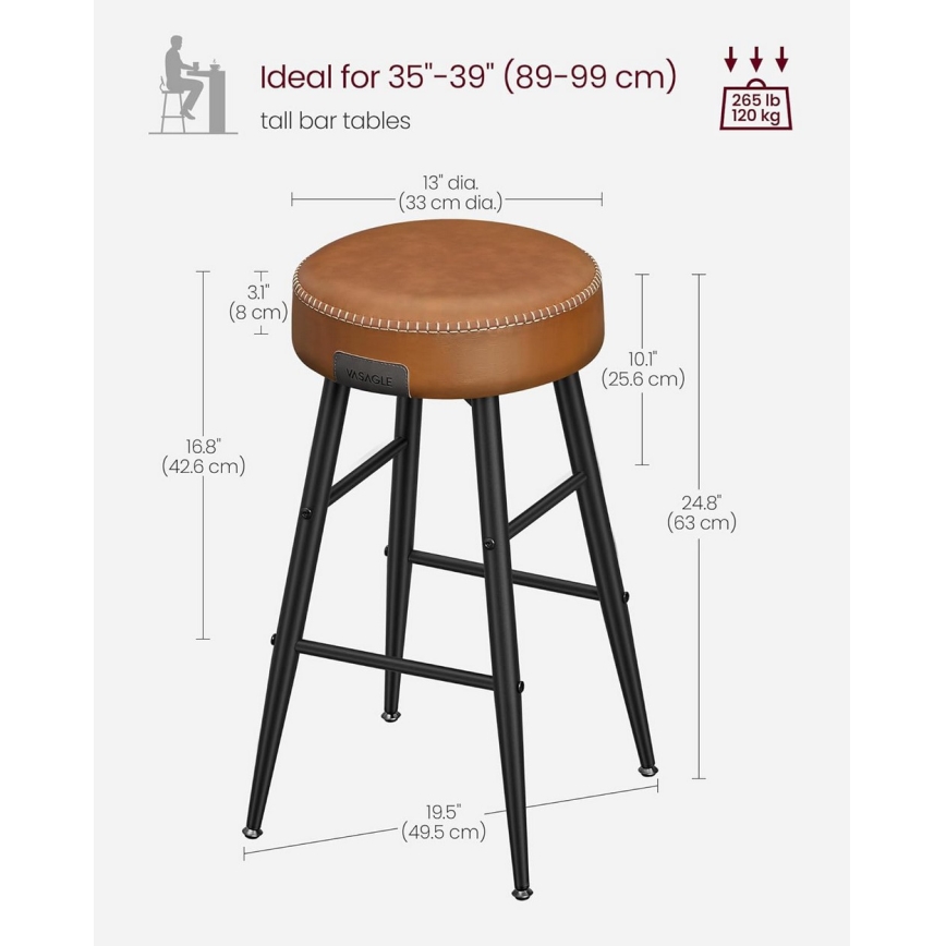 Set van 2 barkrukken LIOR, bruin/zwart