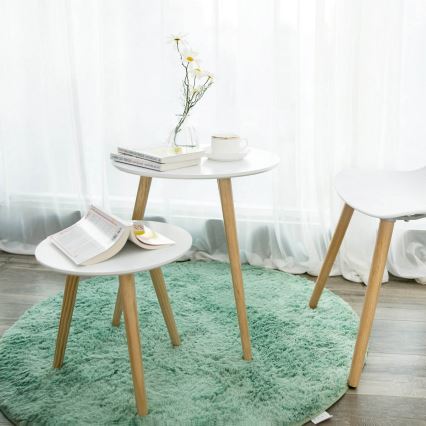 Set van 2 bijzettafels SERA wit/bruin