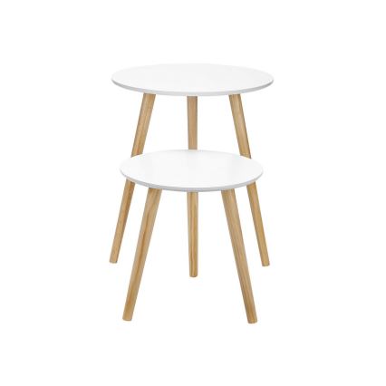 Set van 2 bijzettafels SERA wit/bruin