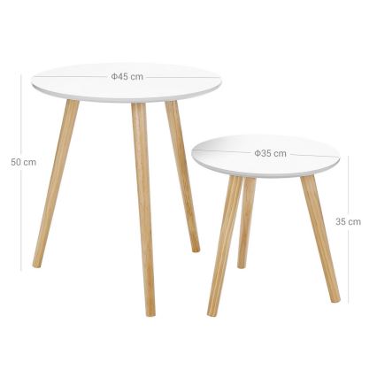 Set van 2 bijzettafels SERA wit/bruin
