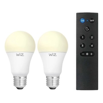 Set van 2 dimbare LED-lampen A60 E27/9W/230V 2700K met Wi‑Fi + afstandsbediening - WiZ