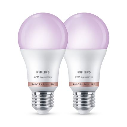Set van 2 dimbare Philips SMART A60 RGB LED-lampen E27/12,5W/230V 2200-6500K