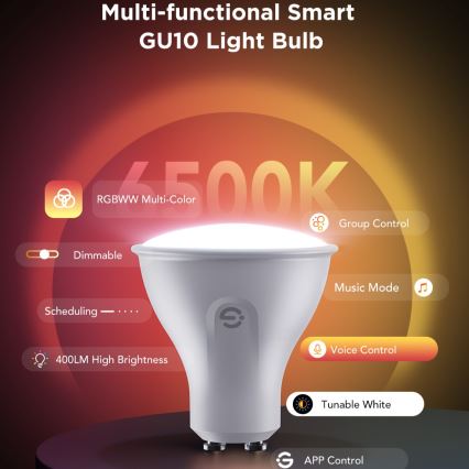 Set van 2 dimbare LED RGBWW-lampen MATTER GU10/4,8W/230V 2700-6500K Wi-Fi - Govee