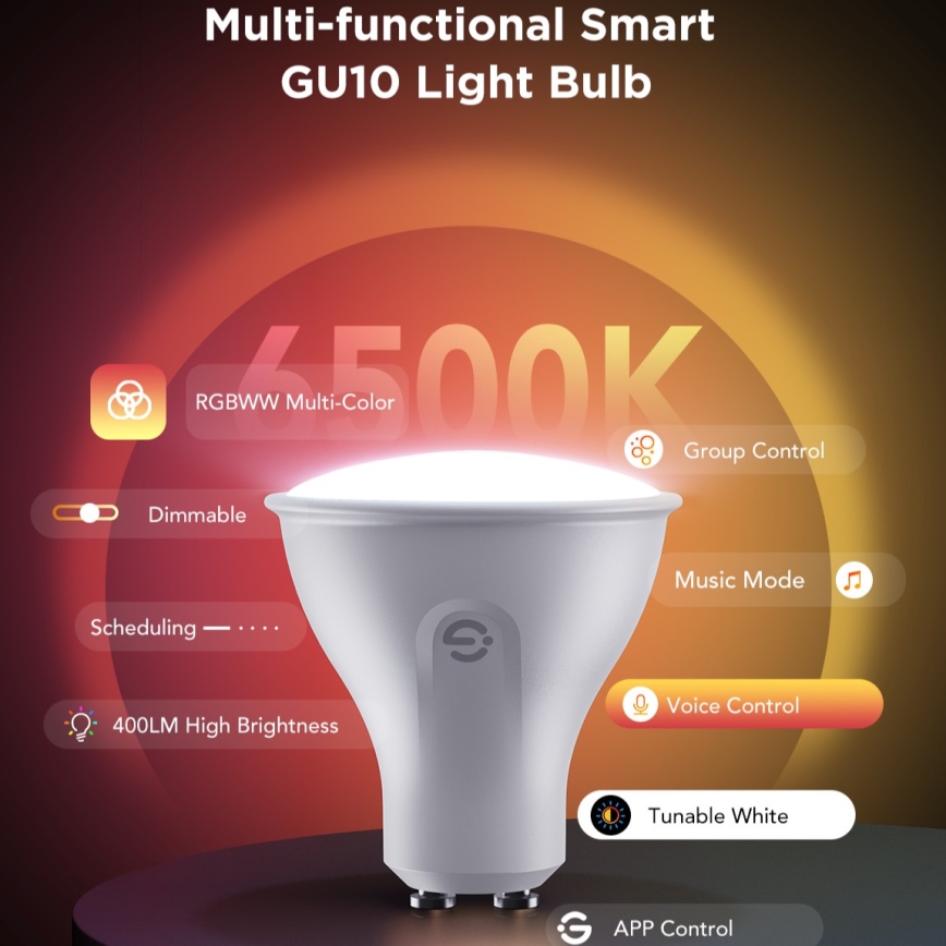 Set van 2 dimbare LED RGBWW-lampen MATTER GU10/4,8W/230V 2700-6500K Wi-Fi - Govee