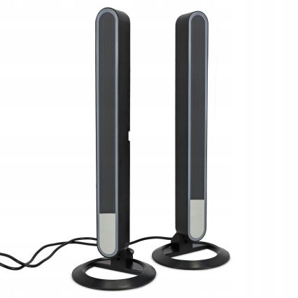 SET van 2 dimbare RGBIC-LED tafellampen, 5W/5V, zwart + afstandsbediening