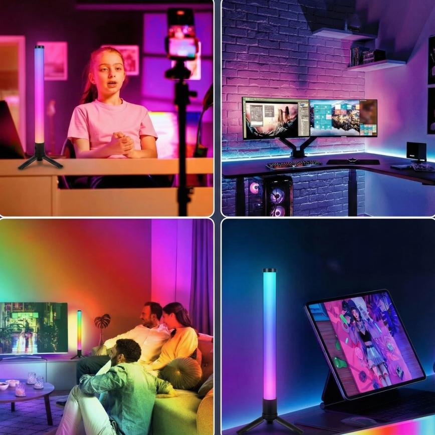 Set van 2 dimbare RGBIC LED-tafellampen LED/5W/5V zwart + afstandsbediening
