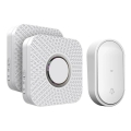 Set van 2 draadloze deurbellen voor in het stopcontact, kinetisch, 230V, wit