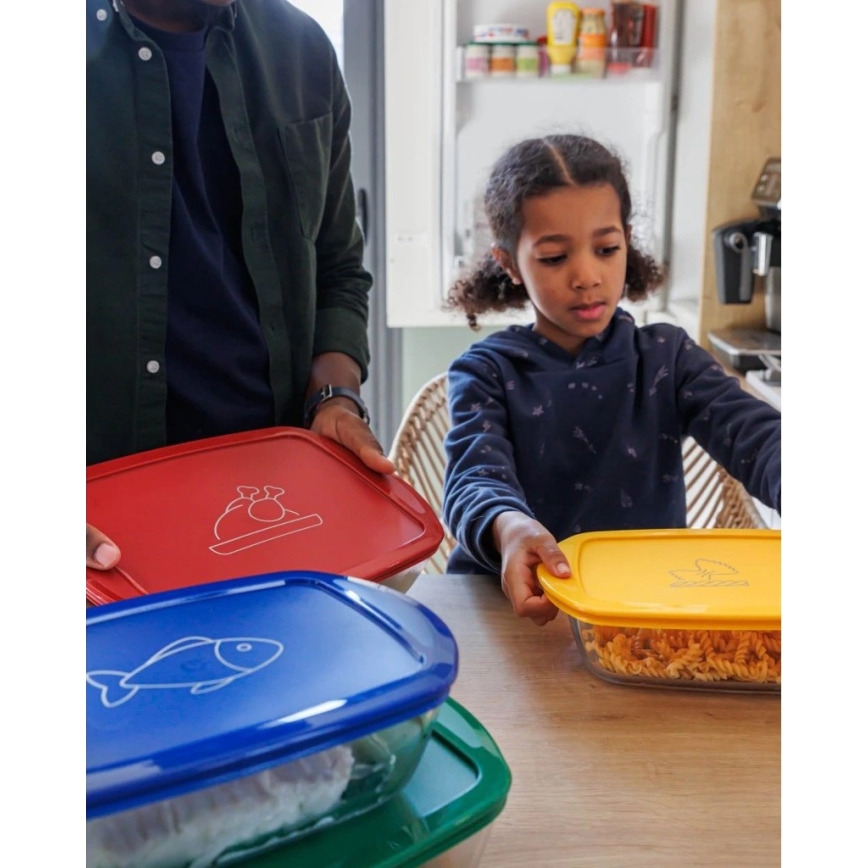 Set van 2 glazen bewaardozen voor levensmiddelen PYREX 1,2/2,5 l