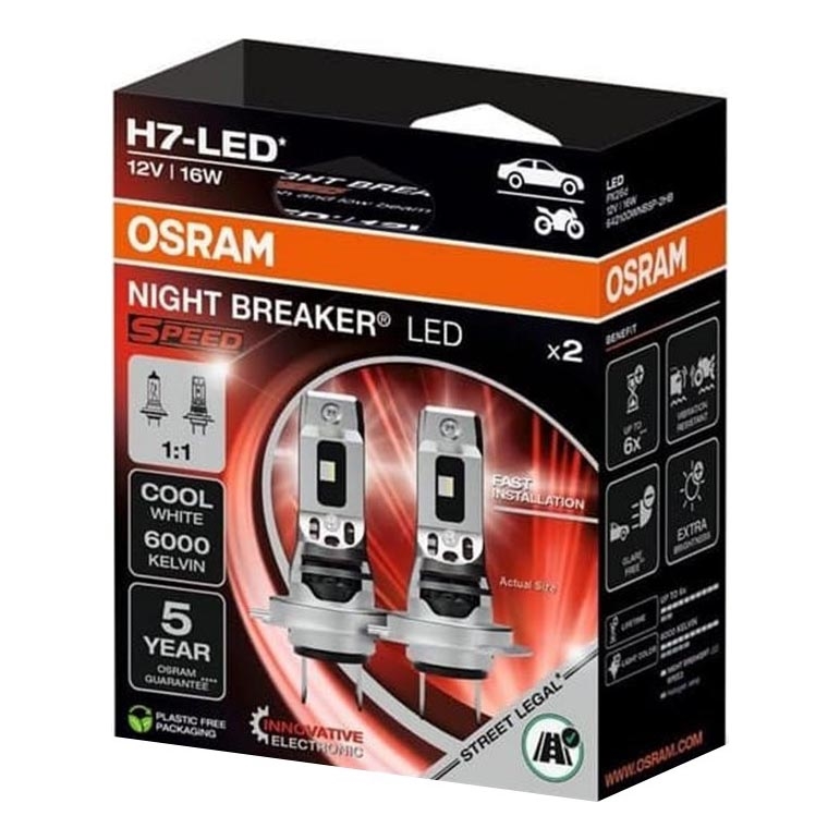 Set van 2 LED-autolampen NIGHT BREAKER SPEED H7 PX26d/16W/12V 6000K - Osram